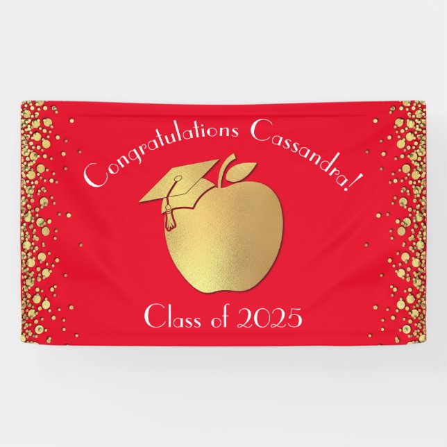 Lehrerin Bildung Abschluss Red Gold Banner (Horizontal)