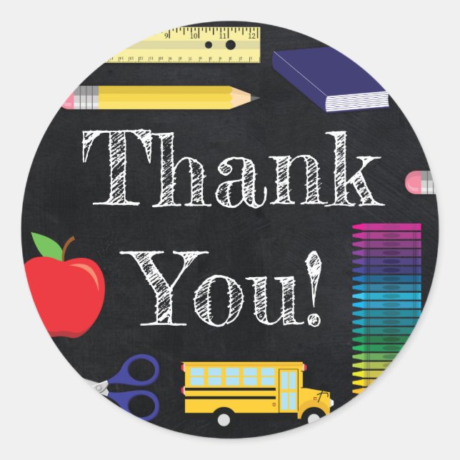 Lehrerin Bildung Chalkboard Abschluss Vielen Dank Runder Aufkleber (Vorderseite)
