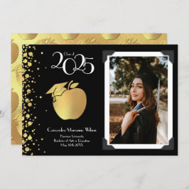 Lehrerin Bildung Gold Abschluss Black Einladung