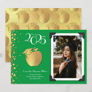 Lehrerin Bildung Gold Abschluss Green Einladung
