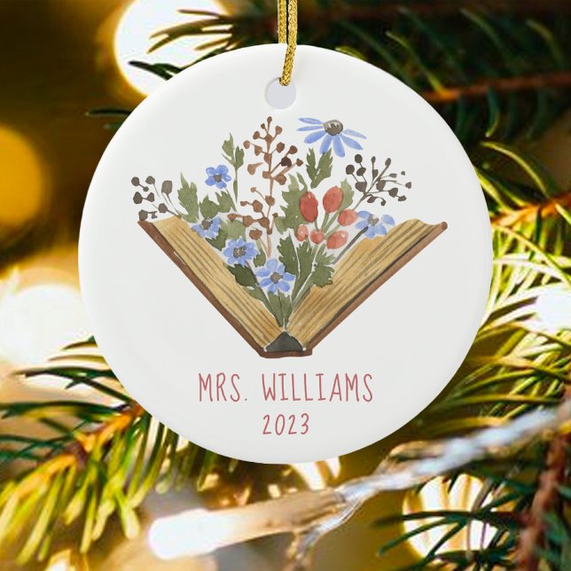 Lehrerin Blumenbücher Keramik Ornament (Von Creator hochgeladen)