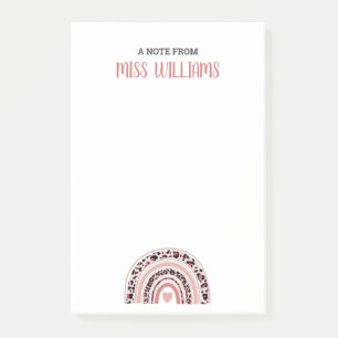Lehrerin Boho Rainbow Leopard Print Post-it Klebezettel