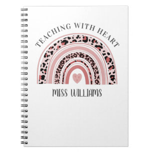 Lehrerin Boho Regenbogenlehre mit Herz Notizblock