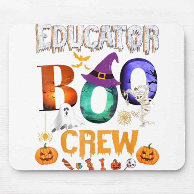 Lehrerin Boo Crew Lehrerin Student Funny Halloween Mousepad (Vorne)