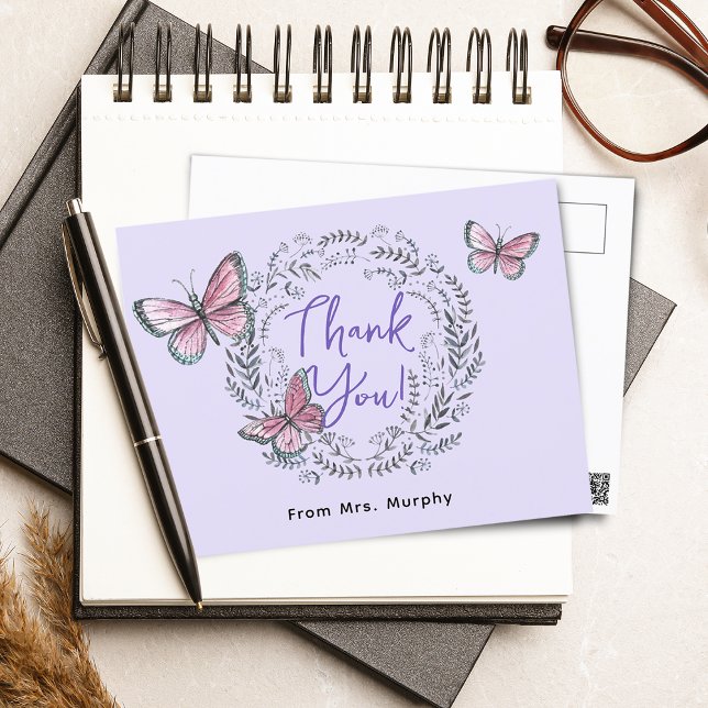 Lehrerin Butterfly Danke Postkarte (Von Creator hochgeladen)