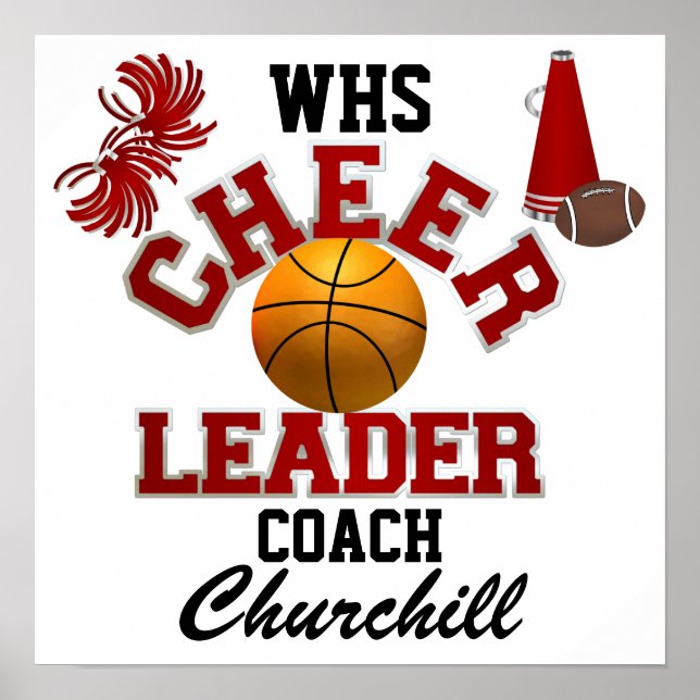 Lehrerin Cheerleader Coach Sign - Door Poster - SR (Vorne)