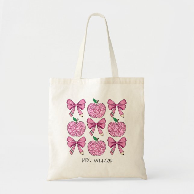 Lehrerin Coquette Apple School Stift Bow Tragetasche (Vorne)