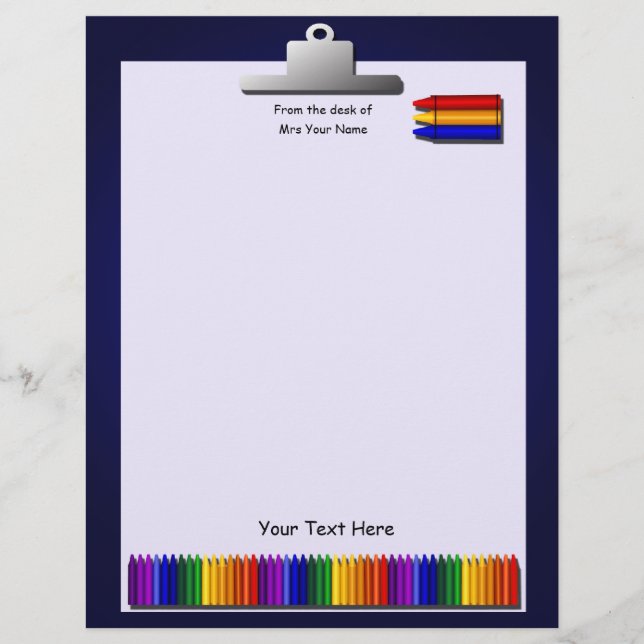 Lehrerin Crayons Letterhead Stationery (Vorderseite)