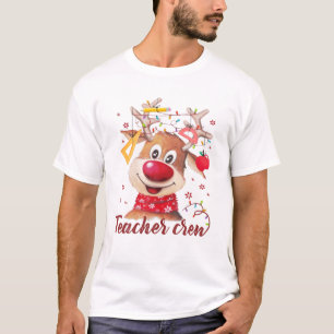 Lehrerin Crew Niedlich Rudolph Reindeer mit Lichte T-Shirt
