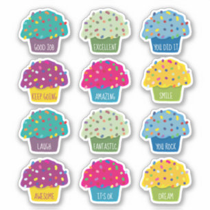 Lehrerin Cupcake Sprinkle Sweet Niedlicher Cartoon Aufkleber