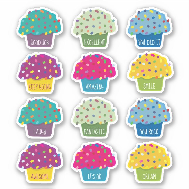 Lehrerin Cupcake Sprinkle Sweet Niedlicher Cartoon Aufkleber (Vorderseite)