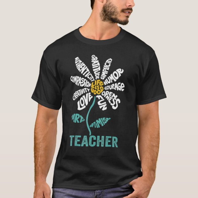Lehrerin Daisy Teach School Sunflower T-Shirt (Vorderseite)