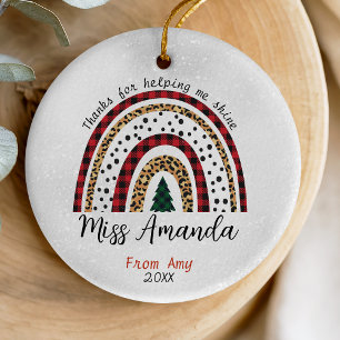 Lehrerin danke dir Weihnachten Regenbogen Keramik Ornament