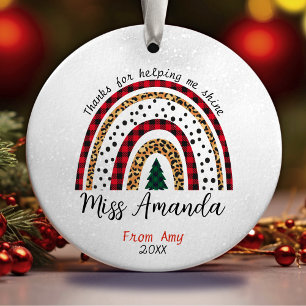 Lehrerin danke dir Weihnachten Regenbogen Keramik Ornament