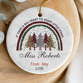 Lehrerin danke dir Weihnachten Regenbogenbäume Keramik Ornament