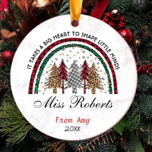 Lehrerin danke dir Weihnachten Regenbogenbäume Keramik Ornament