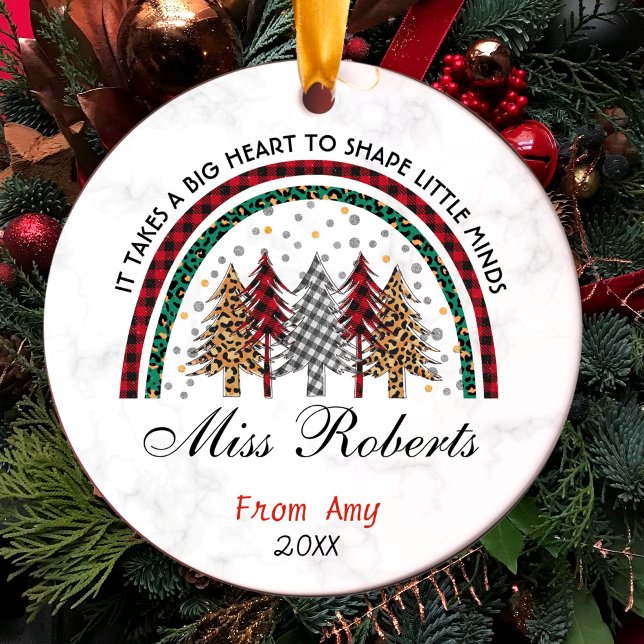 Lehrerin danke dir Weihnachten Regenbogenbäume Keramik Ornament (Von Creator hochgeladen)