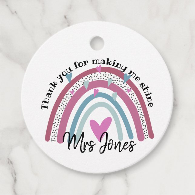 Lehrerin danke Ihnen, dass Sie mich in den Regenbo Geschenkanhänger (Vorderseite)
