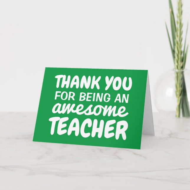 Lehrerin danke Ihnen Karte grün (Vorderseite)
