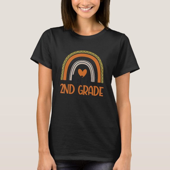 Lehrerin der 2. Klasse Regenbogen Hallo Zweite Kla T-Shirt (Vorderseite)