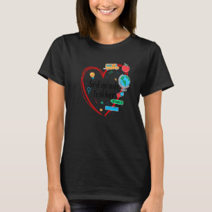 Lehrerin der 3. Klasse Herz Bunte Schulartikel Rüc T-Shirt