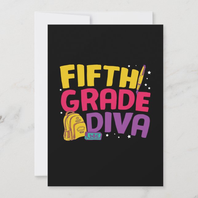 Lehrerin der 5. Klasse Fifth Grade Diva Einladung (Vorderseite)