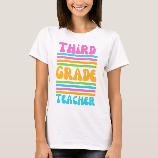 LEHRERIN DER DRITTEN KLASSE Virbrant Colors Bubble T-Shirt (Vorderseite)