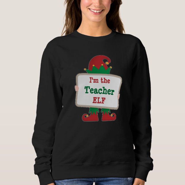 Lehrerin Elf | Personalisierter Weihnachtself Sweatshirt (Vorderseite)