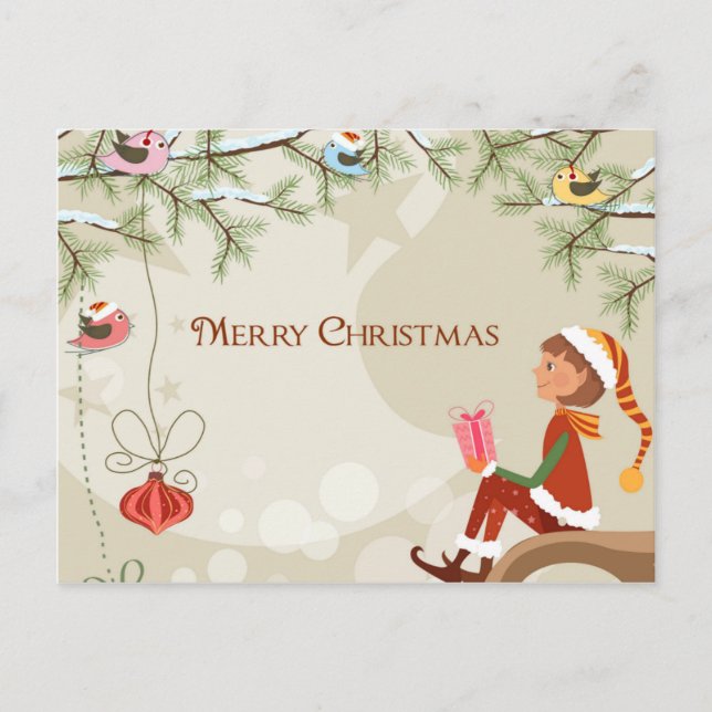 Lehrerin Elf - Weihnachts-Postkarte Feiertagspostkarte (Vorderseite)