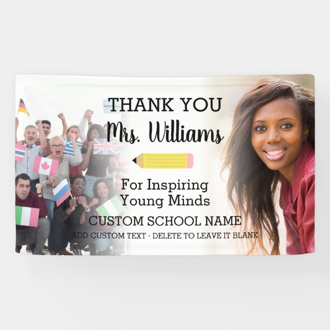 Lehrerin Farewell Verlassend Schule 2 Foto Banner (Horizontal)