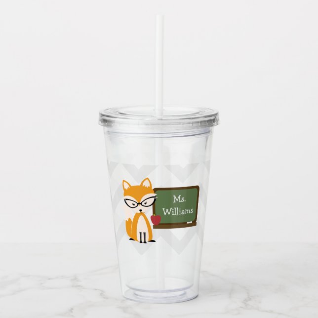 Lehrerin Fox Zickzack Muster Acryltrinkbecher (Vorderseite)