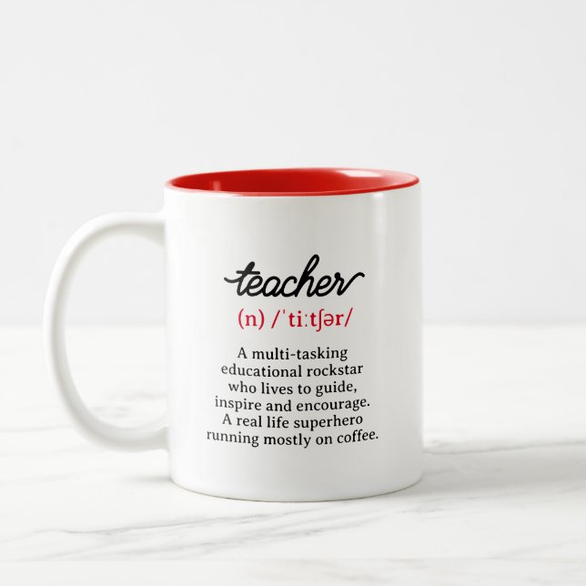 Lehrerin Funny Definition Zweifarbige Tasse (Links)