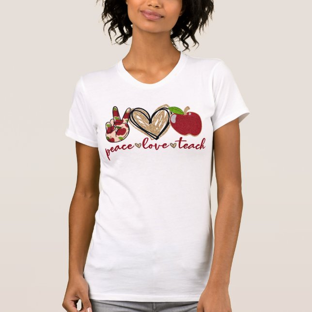 Lehrerin für Frieden und Liebe T-Shirt (Vorderseite)