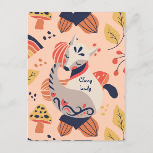 Lehrerin Geschenk KLASSISCHE LADY Hygge Fuchs Postkarte