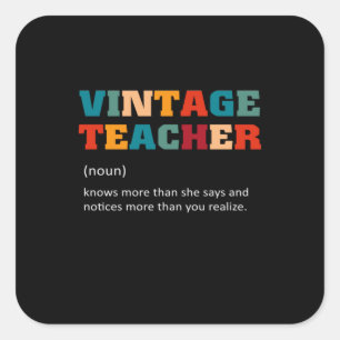 Lehrerin gibt Vintagen Lehrer ein Geschenk Quadratischer Aufkleber