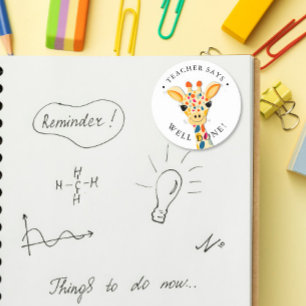 Lehrerin Giraffe Gut gemacht Schüler Runder Aufkleber