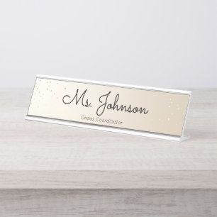 Lehrerin Gold und Glitzer Schreibtischnamensplakette