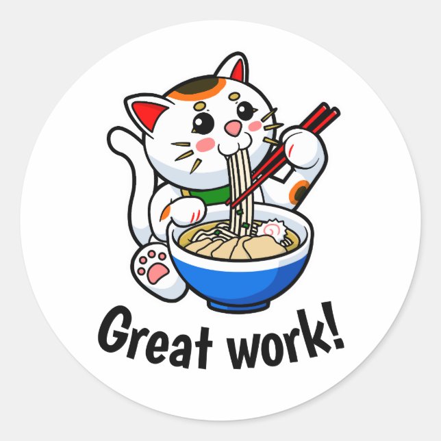 Lehrerin "Great Work" Lucky Cat Sticker (Vorderseite)