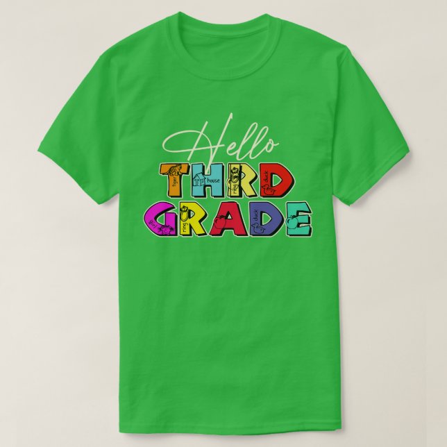 Lehrerin Hallo Dritte Klasse T-Shirt (Design vorne)