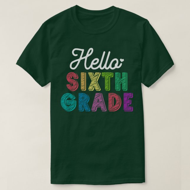 Lehrerin Hallo Sechste Stufe T-Shirt (Design vorne)