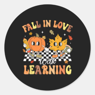 Lehrerin Halloween Fall in der Liebe mit Lernen Da Runder Aufkleber