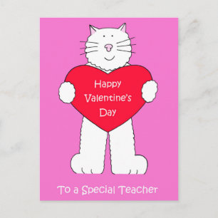 Lehrerin Happy Valentine's Day Cat Feiertagspostkarte
