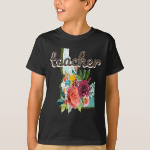 Lehrerin Idaho Blume Watercolor Niedliche Erzieher T-Shirt