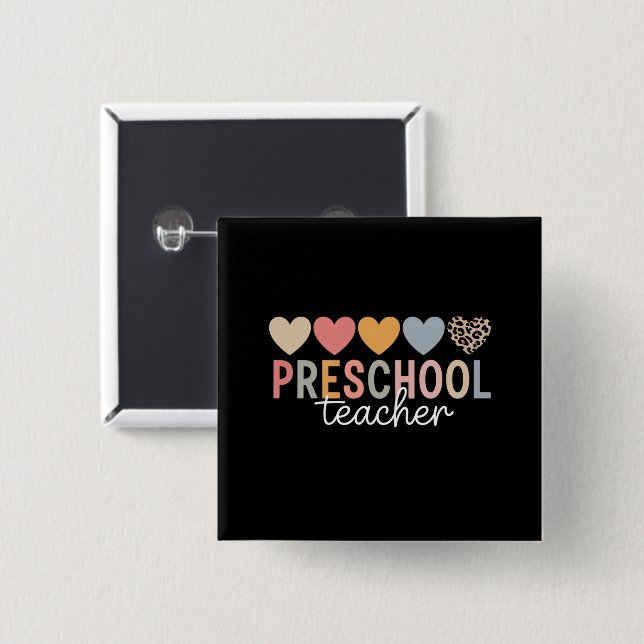 Lehrerin in der Vorschule zurück zur Schule Button (Vorne & Hinten)