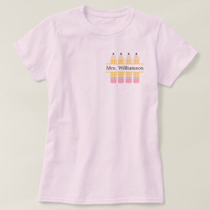 Lehrerin Individuelle Name Gelber Stift T-Shirt