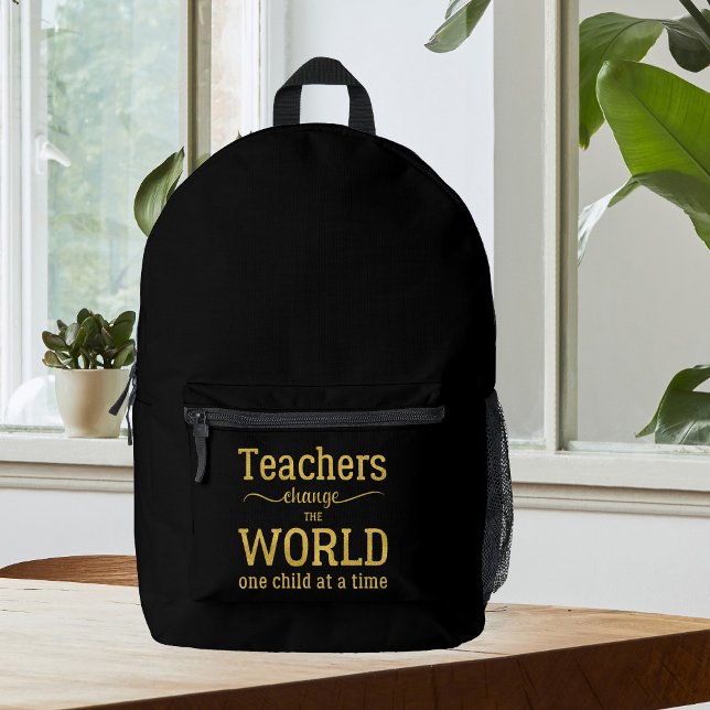 Lehrerin inspiriert Zitat schwarzen Gold Bedruckter Rucksack (Von Creator hochgeladen)