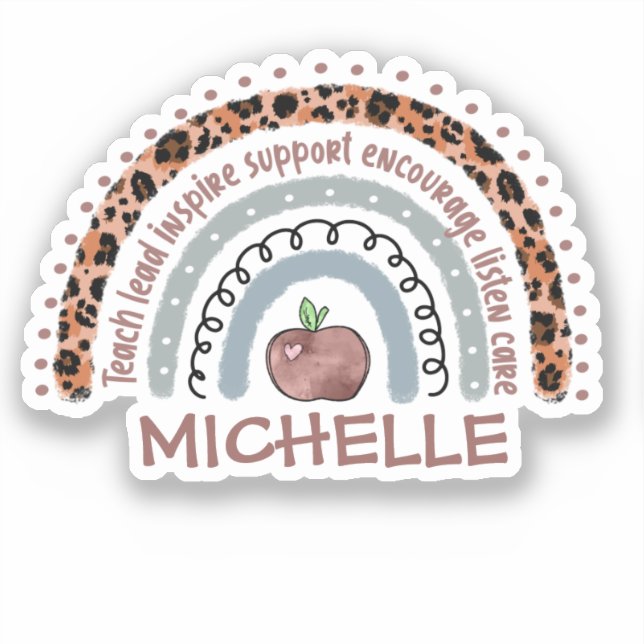 Lehrerin Kernwerte Rainbow Aufkleber (Vorderseite)