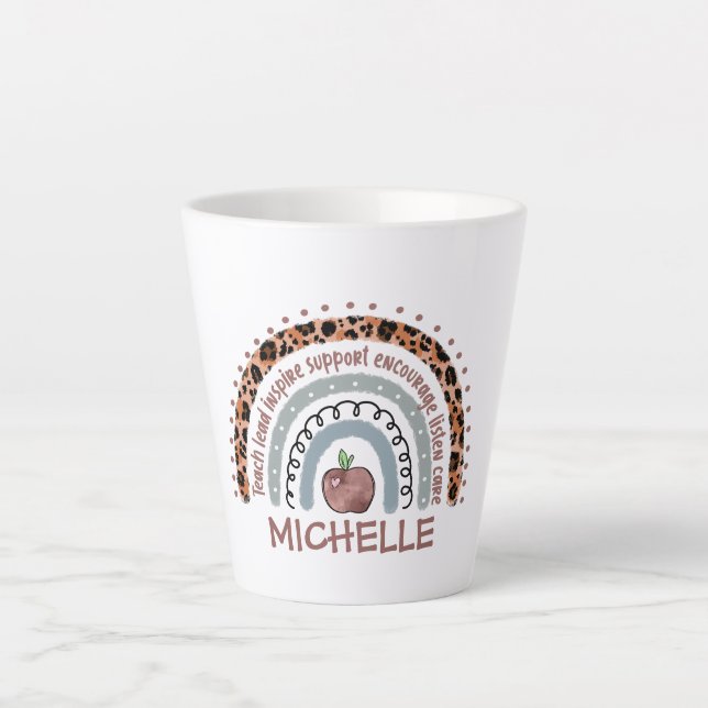 Lehrerin Kernwerte Rainbow Milchtasse (Vorderseite)