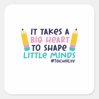 Lehrerin Kunst braucht ein großes Herz Quadratischer Aufkleber