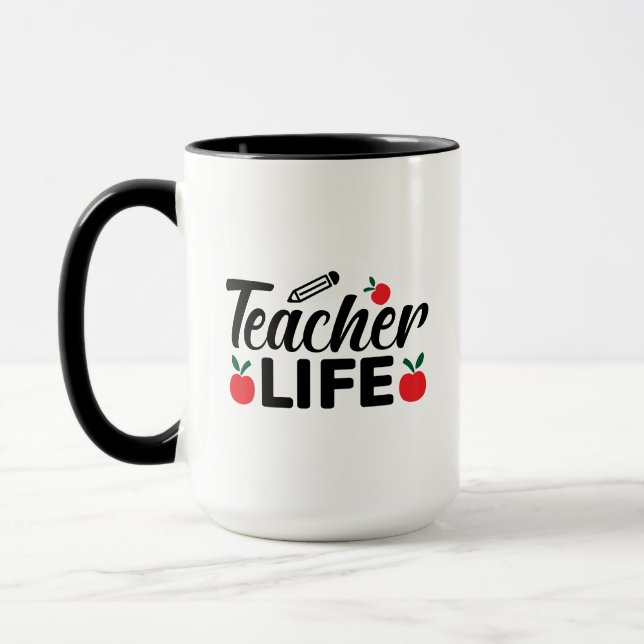 Lehrerin Leben Wordart Tasse (Links)